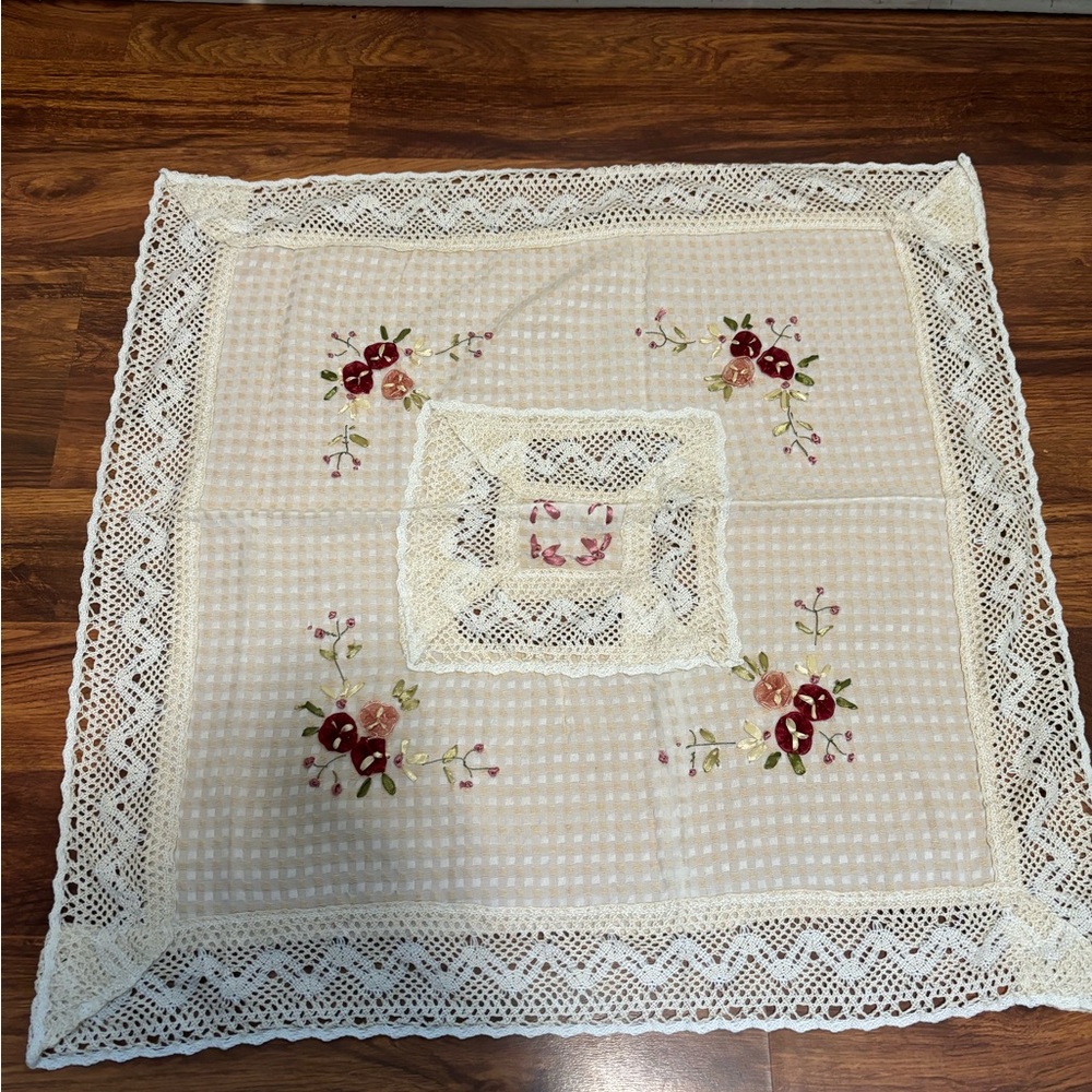 26×26 in traditional Square hand silk-knitted embroidery tablecloth